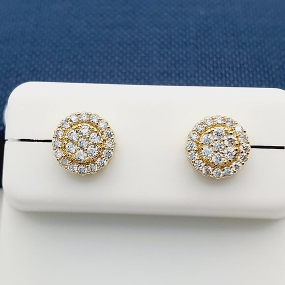 "14K Gold Plated Cubic Zircon Earrings, INUS1BR122 - Picture 1 of 9